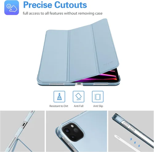 Vista 6 de ProCase Funda inteligente para iPad Pro de 12.9 2022/2021/2020/2018, carcasa rígida con soporte delgado para iPad Pro de 12.9 pulgadas, 6ª Celeste