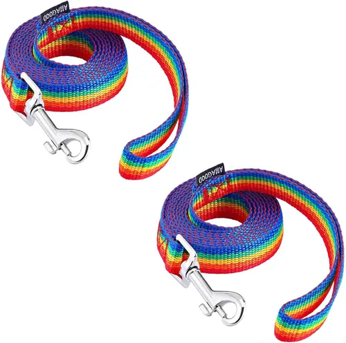 Vista 66 de AMAGOOD 6 pies de correas para cachorros/perros, correa de estilo tradicional resistente con gancho de cuello fácil de usar, correa para perros Negro