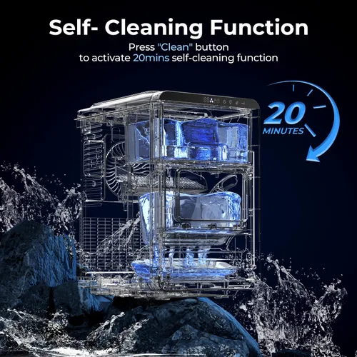 Vista 5 de Kismile Encimera para hacer hielo en forma de media luna, 16 piezas en 10-15 minutos, 26.5 libras/día, máquina de hielo portátil autolimpiante