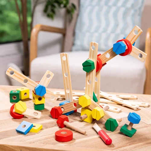 Vista 9 de Kit de construcción de madera Melissa & Doug en una caja (48 unidades)