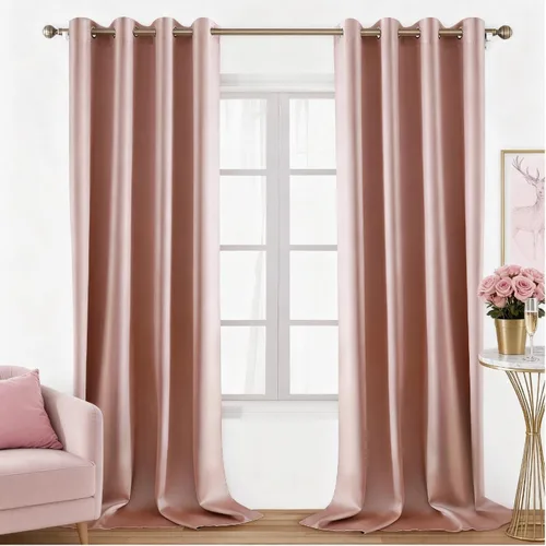 Vista 13 de HOMEIDEAS 2 paneles de cortina de seda sintética, cortinas opacas para dormitorio