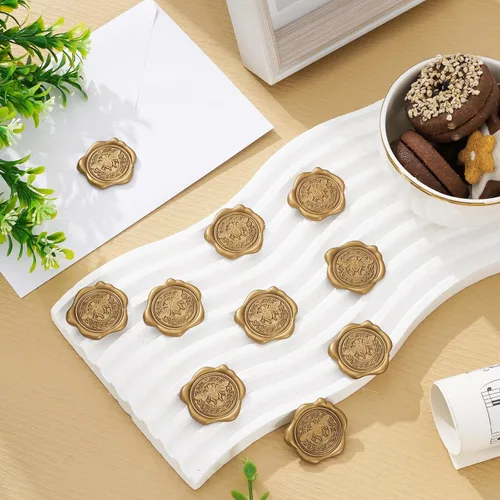 Vista 3 de Whaline 50 calcomanías de sello de cera, autoadhesivas 3D de abeja dorada, calcomanías en relieve para Navidad, tarjetas de invitación