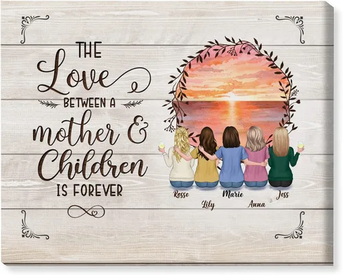 Vista 12 de Gossby Lienzo personalizado envuelto para mamá – El amor entre madre e hija es para siempre – Regalo personalizado con nombres de avatares – Regalo