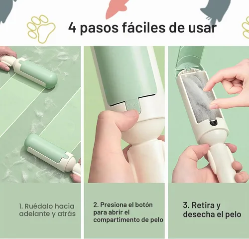 Vista 5 de PAKEWAY Paquete de 2 herramientas de eliminación de pelo de mascotas, removedor de pelo reutilizable para perros y gatos con mango antideslizante