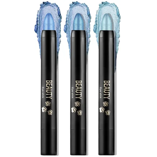 Vista 26 de Boobeen Sombra de ojos en barra impermeable con lápiz de sombra de ojos en crema brillante, kit de maquillaje de ojos con purpurina fácil de usar
