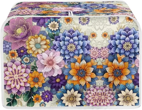 Vista 42 de Cubierta acolchada de poliéster para tostadora de tablero de madera de girasol para tostadora de dos rebanadas, protección contra el polvo