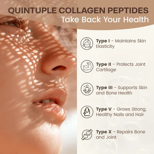 Vista 5 de NATURE TARGET Paquete de péptidos de colágeno múltiple en polvo, chocolate y vainilla, colágeno hidrolizado para mujeres y hombres con creatina