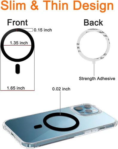 Vista 4 de COJOC 3 calcomanías de anillo Magsafe, adaptador de conversión magnético universal compatible con accesorios de carga inalámbrica para iPhone Negro