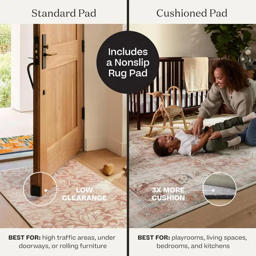 Vista 6 de RUGGABLE Maral Heriz Creme - Alfombra lavable a máquina, apta para mascotas y niños, resistente a las manchas y al agua, antideslizante, 3 x 5 pies