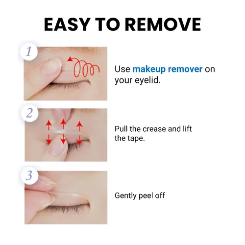 Vista 10 de D-UP Cinta invisible de doble párpado para ojos con capucha, calcomanías impermeables para párpados, adhesivo de doble cara, tiras de elevación