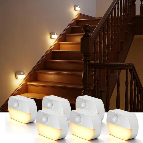 Vista 14 de L LOHAS LED Luz nocturna con sensor de movimiento, luces de escalera para Blanco