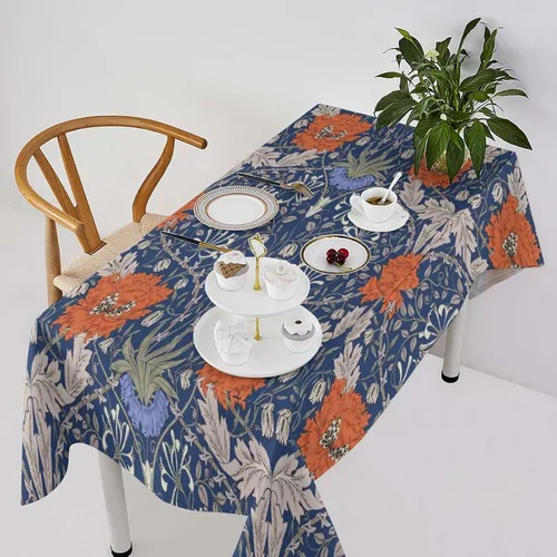 Vista 21 de Mantel Floral Retro de Pájaros, Diseño Original Bohemio William Morris Estampado Cubierta de Mesa para Hogar Picnic Fiesta Comedor Cocina William