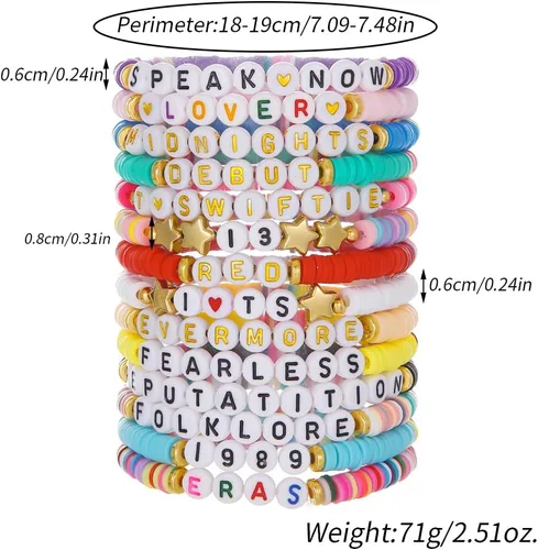 Vista 5 de RINTOLER Taylor - Pulseras de la amistad Lover Eras Tour 1989, pulsera de reputación para Eras Music, juego de 11 pulseras inspiradas en álbumes