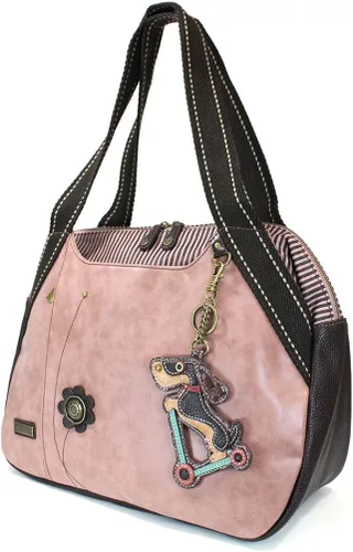 Vista 4 de Chala Bolsos polvo Rose hombro bolso bolsa Bolsa con perro llaveroCoin Purse, L
