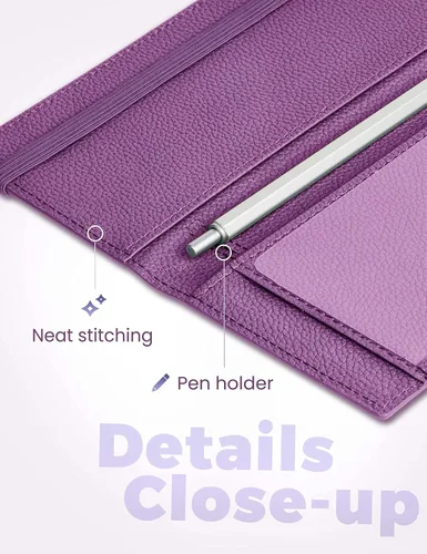 Vista 22 de Yarnic Funda para chequera personal, soporte para chequera con soporte para bolígrafo y divisor de plástico transparente integrado para cheques Rosa