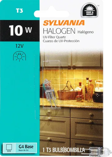 Vista 3 de Sylvania 58650 - Lámpara halógena de cuarzo de tungsteno de 10 vatios y 12 voltios con acabado transparente y base de dos pines G4, 1 paquete #