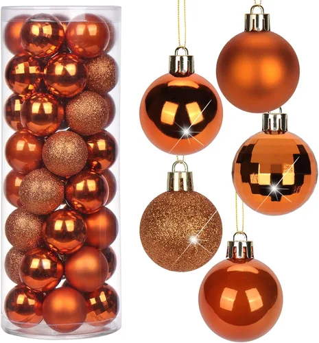 Vista 34 de Adornos de bolas de Navidad negras de 2.36 pulgadas, 25 piezas inastillables, set de adornos de Navidad, bolas de Halloween, adorno negro para árbol