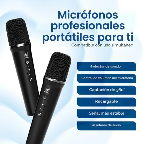 Vista 4 de Amplificador de voz potente de 100 W con 2 micrófonos inalámbricos S99 Big Pro Sound Portable Speaker with Microphone, Bluetooth Speaker PA System