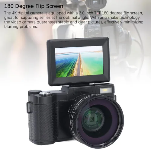 Vista 9 de Cámara digital 4K 48MP, cámara compacta para vlogging, detección de rostros, enfoque automático, antivibración, 800 mAh, 3 pulgadas, pantalla
