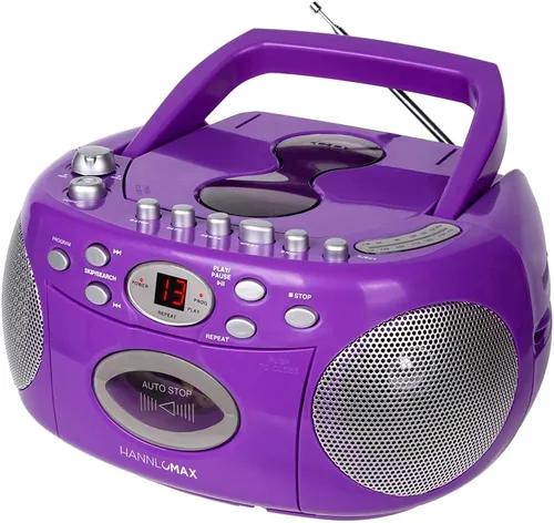Vista 7 de HANNLOMAX HX-323CD Reproductor de CD portátil, radio AM/FM, grabadora de cassette, grabaciones de CD o radio, conector para auriculares, fuente