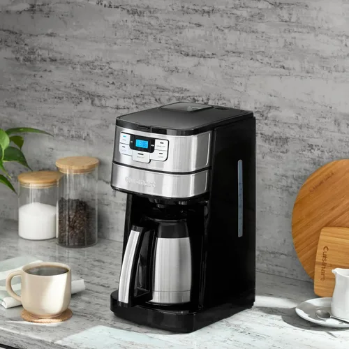 Vista 2 de Cafetera automática de molienda y preparación Cuisinart de 10 tazas con molinillo de cuchillas, máquina de café programable con jarra de vidrio