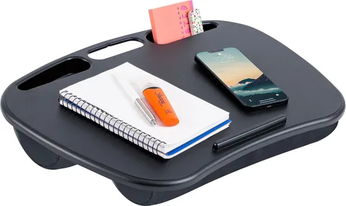 Vista 2 de LAPGEAR MyDesk Escritorio de Regazo con Repisa para Dispositivos y Soporte para Teléfono - Negro - Se Adapta a Portátiles de hasta 15.6 Pulgadas