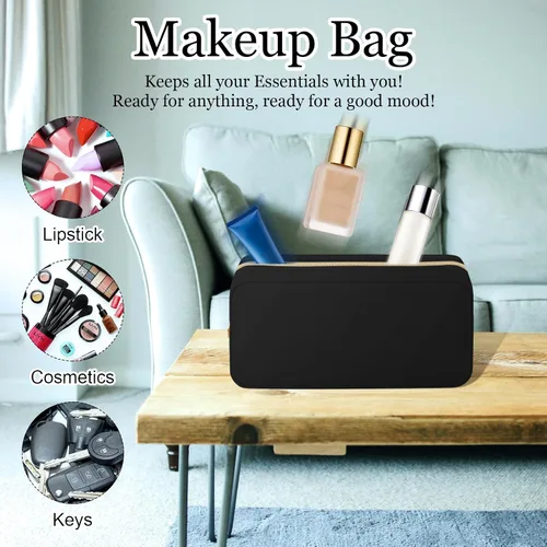 Vista 4 de XSUIOY Bolsa de maquillaje de viaje para bolso, bonita bolsa de maquillaje preparada para cosméticos, bolsa organizadora para mujeres, bolsa