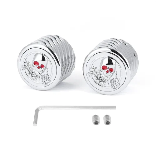 Vista 8 de Juego de 2 tapas de tuerca de eje delantero, juego de tapas de eje, tapa de tuerca de eje delantero de aluminio CNC estilo calavera, compatible