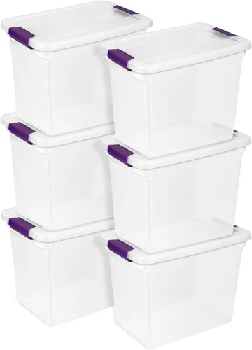 Vista 26 de Sterilite ClearView - Paquete de 4 cajas de cierre ClearView de 60 cuartos de galón, contenedores organizadores con ruedas con tapas de pestillo
