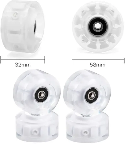 Vista 3 de Paquete de 4 ruedas luminosas para patinaje al aire libre con rodamientos, ruedas de patinaje cuádruple para patinaje de doble fila y patineta