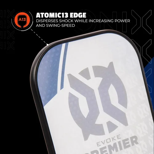 Vista 4 de Onix Evoke Premier - Paleta de pickleball aprobada por USAPA - Raquetas de pickleball rojas y azules - Opciones de peso y color disponibles