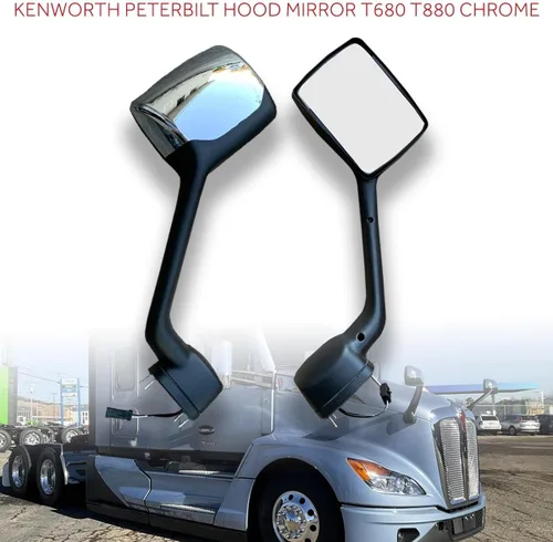 Vista 2 de Compatible con Kenworth Peterbilt - Espejo de capó T680 T880, cromado, controlador izquierdo 2010 2019