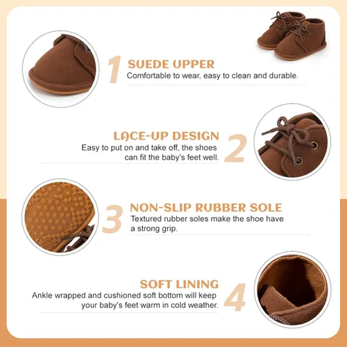 Vista 5 de Casazoe Zapatos Oxford de piel sintética para bebés, niños y niñas, mocasines de boda, zapatos de vestir para bautismo para niños pequeños, zapatos