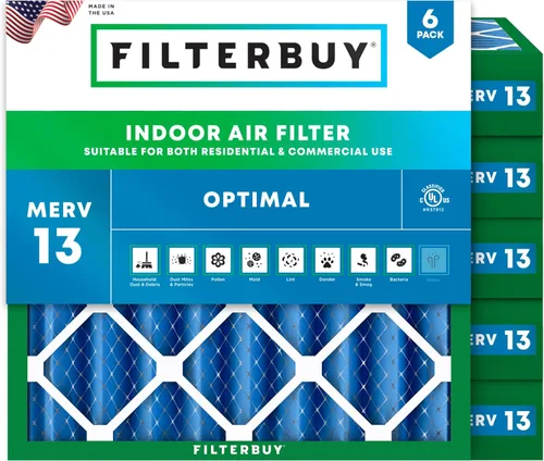 Vista 33 de Filterbuy Filtro de aire MERV 13 de 8 x 14 x 1 pulgadas para defensa óptima contra el humo y la alergia (paquete de 6), repuesto de filtros