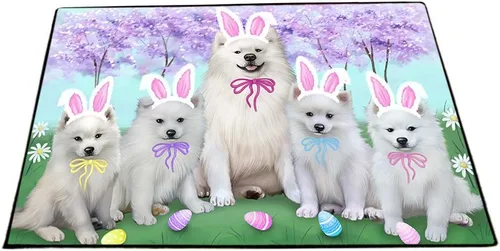 Vista 25 de Doggie of the Day American Eskimo Dogs Floor Mat - 4th of July Independence Day - Best Dog Doormat - Protector Decor - Unique Portrait Art - Premium