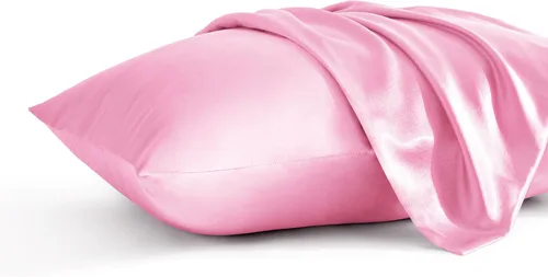 Vista 17 de BEDSUM Paquete de 2 fundas de almohada de satén de seda King para cabello y piel, suaves y lujosas, fundas de almohada con cierre de sobre, 20 x 36