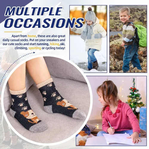 Vista 42 de Eocom 6 pares de calcetines de invierno cálidos de lana para niños y niñas