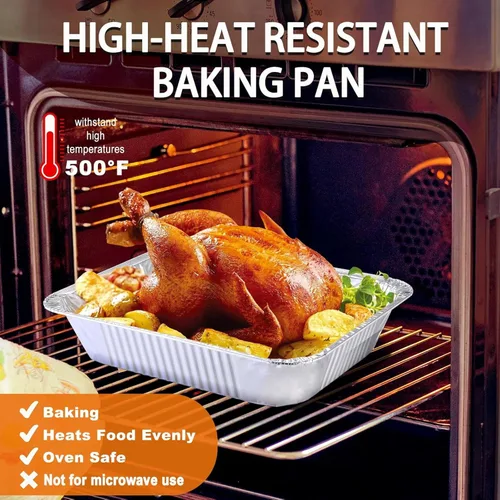 Vista 6 de Sartén de aluminio desechable de tamaño medio de 9 x 13 pulgadas con tapas de cúpula junto con 3 utensilios de servir, recipientes versátiles