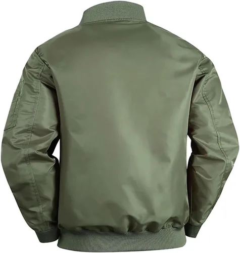 Vista 5 de Abrigos de bombardero de vuelo softshell para hombre, para primavera, otoño, para negocios, golf, Varsity chaquetas