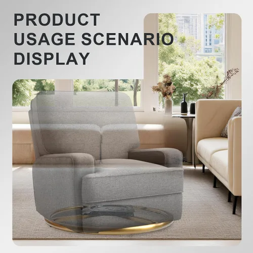 Vista 3 de Repuesto de base de anillo giratorio redondo reclinable dorado de 24 pulgadas con placa, muebles resistentes, sofá, silla, piezas inferiores