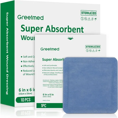 Vista 7 de Apósito súper absorbente para heridas de 4 x 4 pulgadas, paquete individual de curación rápida de heridas, vendajes antiadherentes, almohadillas