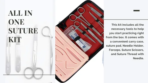 Vista 5 de Kit de práctica de sutura para estudiantes de medicina y veterinaria, sensación completa de piel real, juego de entrenamiento de sutura quirúrgica
