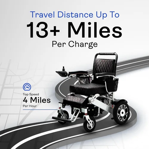 Vista 4 de Alton Mobility Wolf Remote Cuero Negro, Silla de ruedas portátil y ligera fácil de plegar para adultos y personas mayores, silla eléctrica y scooter