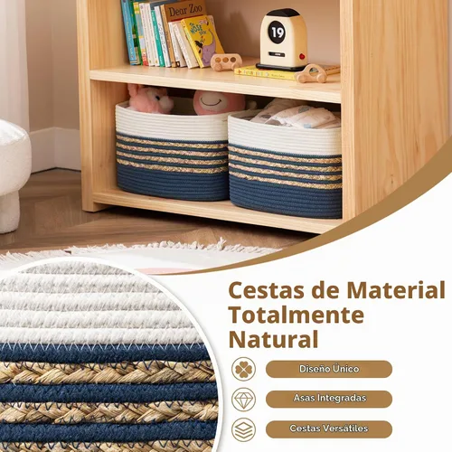 Vista 3 de UBBCARE Paquete de 1 canasta para organizar, cestas de almacenamiento tejidas para juguetes y toallas, cesta rectangular de cuerda de algodón