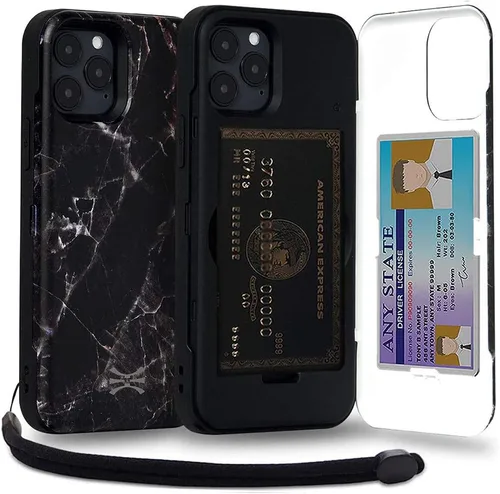 Vista 7 de TORU CX PRO - Funda tipo cartera para iPhone 12 Pro/iPhone 12 Funda protectora a prueba de golpes resistente con tarjetero oculto y ranura