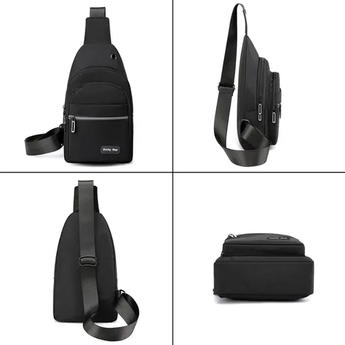Vista 4 de Seoky Rop - Mochila tipo bandolera cruzada para hombres y mujeres, pequeña bolsa de pecho y hombro para viajes, senderismo, mochila de día, Gris