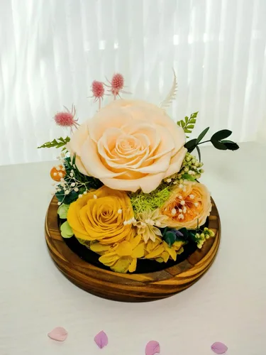 Vista 6 de Flores preservadas para mamá, rosas champán preservadas en cúpula de cristal con luz LED para novia, flores reales eternas para mujeres, regalo