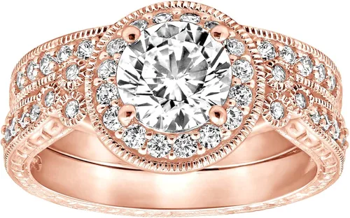 Vista 6 de Tienda Collection Yellow-Gold-Plated Sterling Silver Antique Rings set made with Infinite Elements Cubic Zirconia