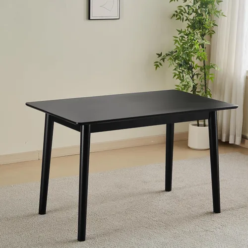Vista 5 de Mesa de comedor de 47 pulgadas, mesa de cocina de madera maciza negra, adecuada para espacios pequeños, muebles modernos para el hogar