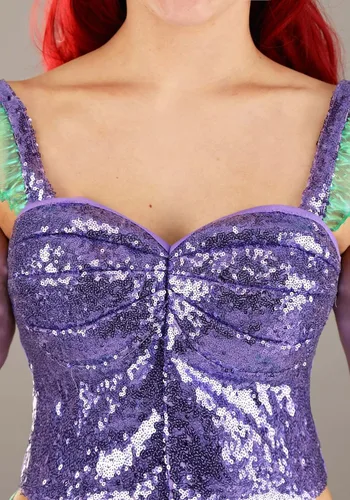 Vista 6 de Disfraz de Ariel de La Sirenita de Disney, traje de Halloween y cosplay para mujer adulta con camiseta y pantalones